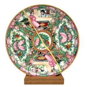 Kintsugi Plate Famille Rose Medallion Gold Crack Art Personal Growth Gift